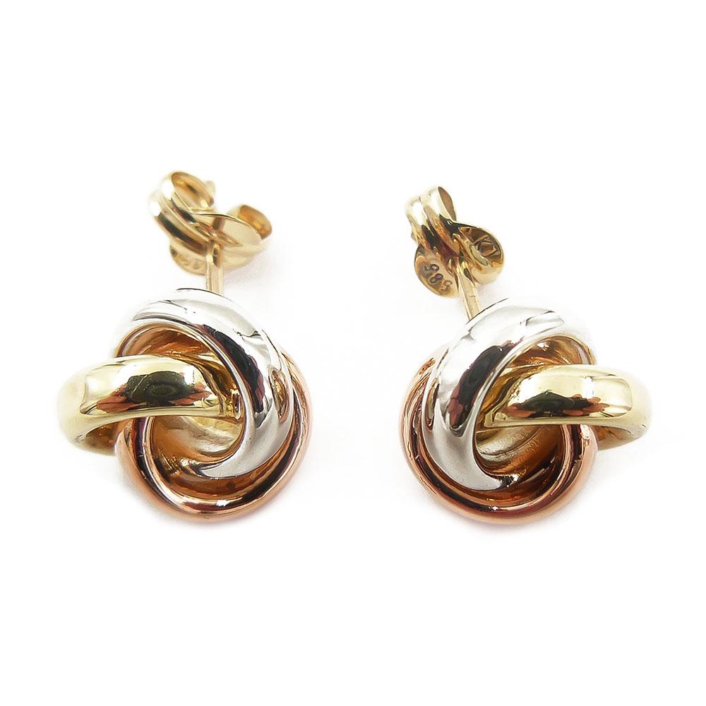 Kultaiset korvakorut, 3-väri solmut #1