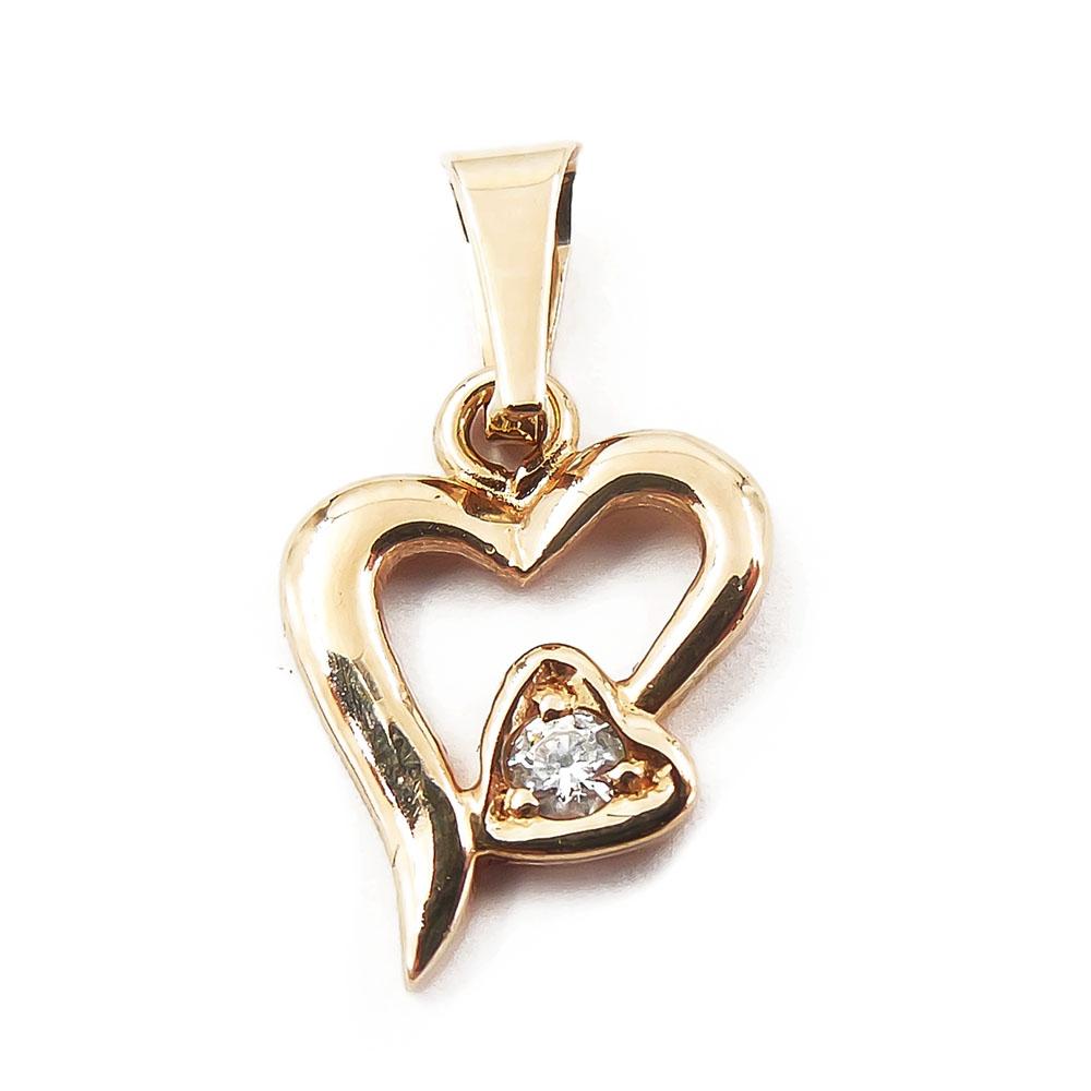 Kultainen riipus, sydän,kirkas kivi #0