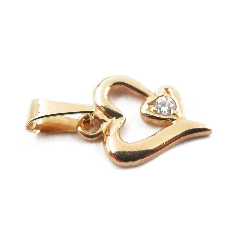 Kultainen riipus, sydän,kirkas kivi #2