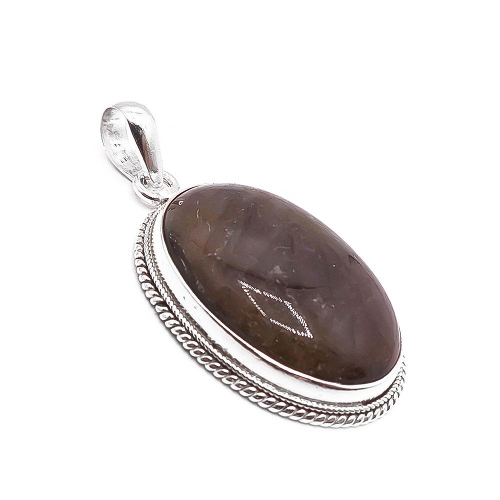 Hopeinen spectroliitti-riipus #1