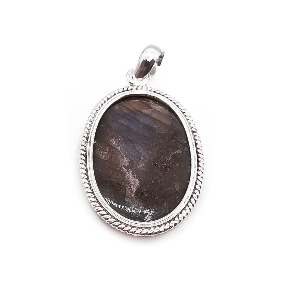 Hopeinen spectroliitti-riipus #2