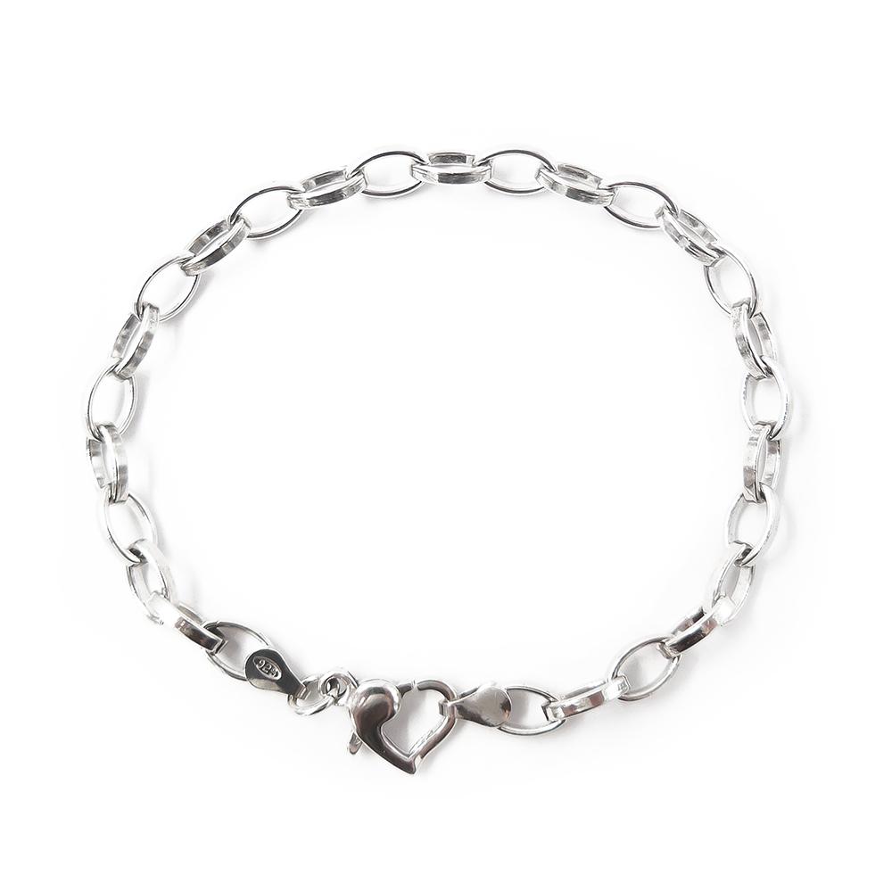 Hopeinen ranneketju, 20cm sydänlukko #0