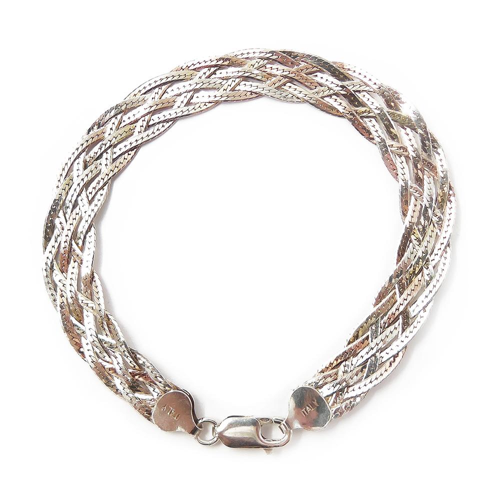 Hopeinen ranneketju, letitetty,20 cm #0