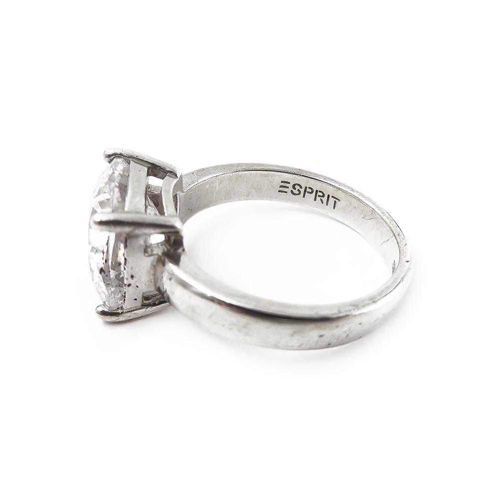 Esprit hopeasormus koko 17mm kirkas kivi #4