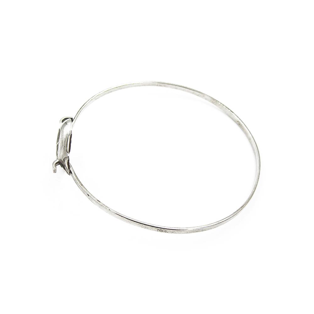 Hopeinen sydän rannerengas halk.53mm #1