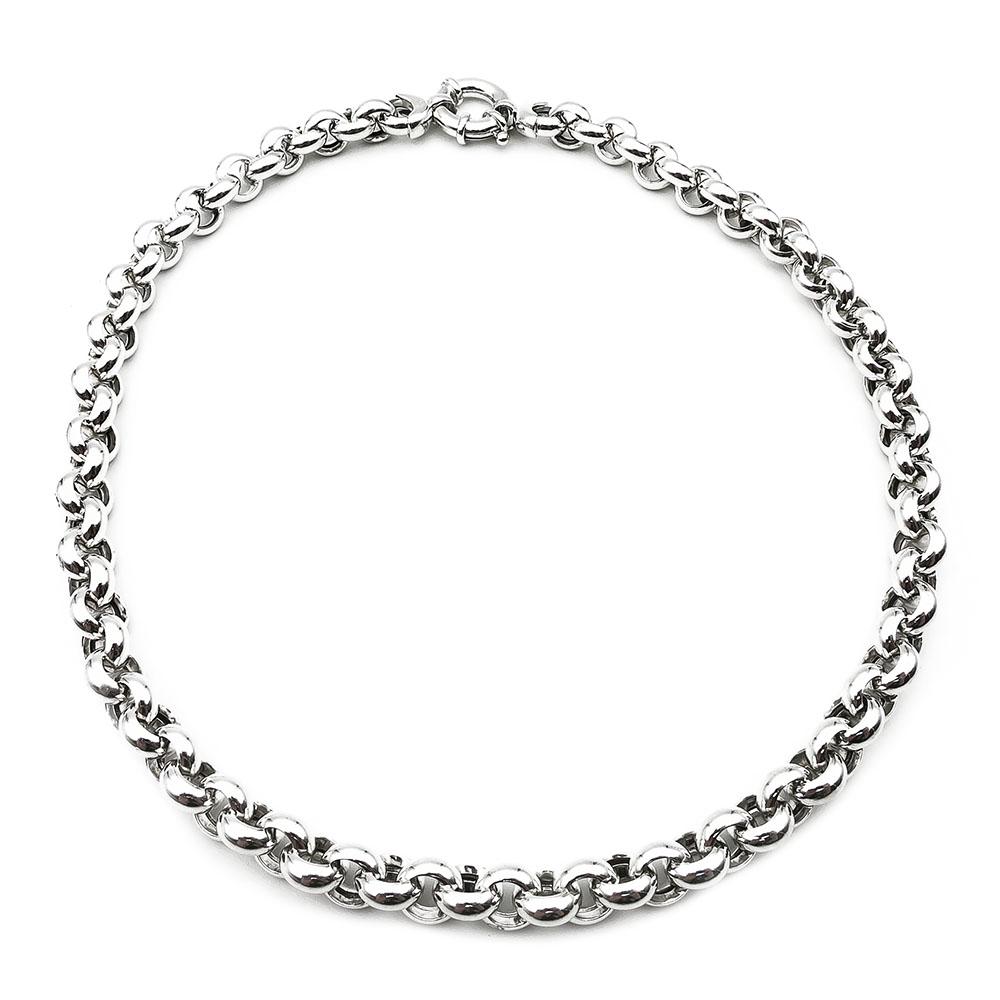 Hopeinen papuketju 45cm marinolukolla lev.9mm #0