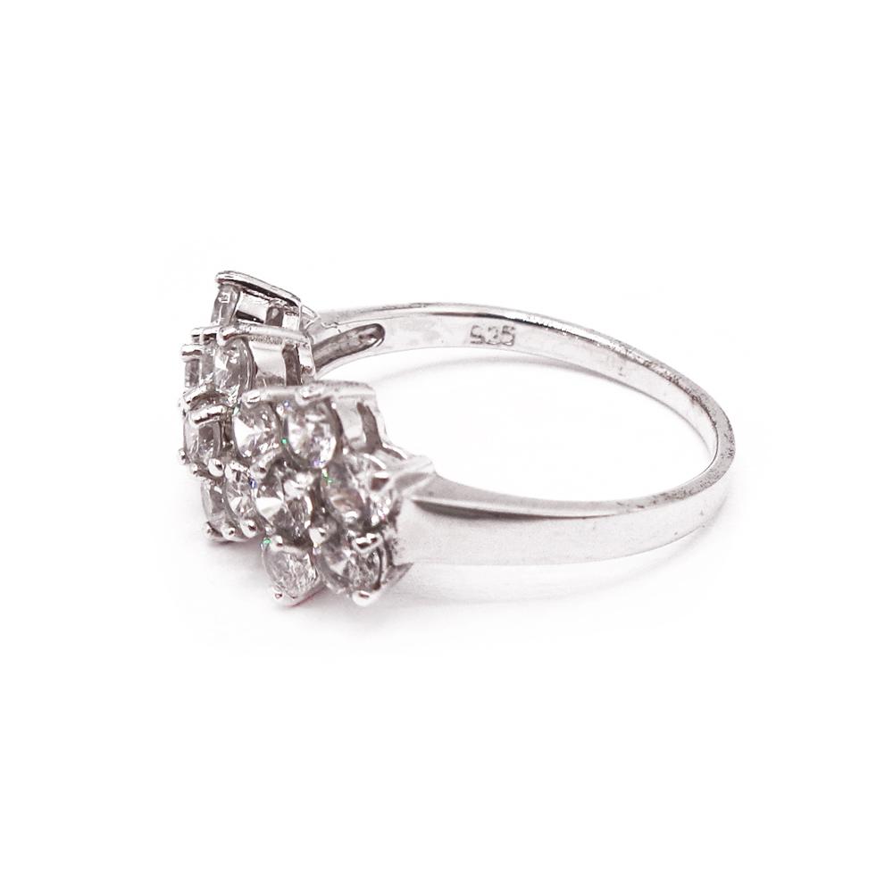 Hopeinen CZ sormus 19mm #3