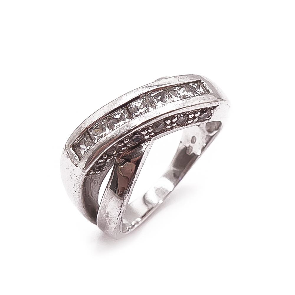 Hopeinen cz sormus 19mm #0