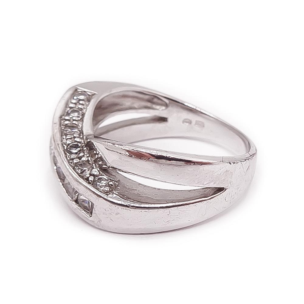 Hopeinen cz sormus 19mm #3