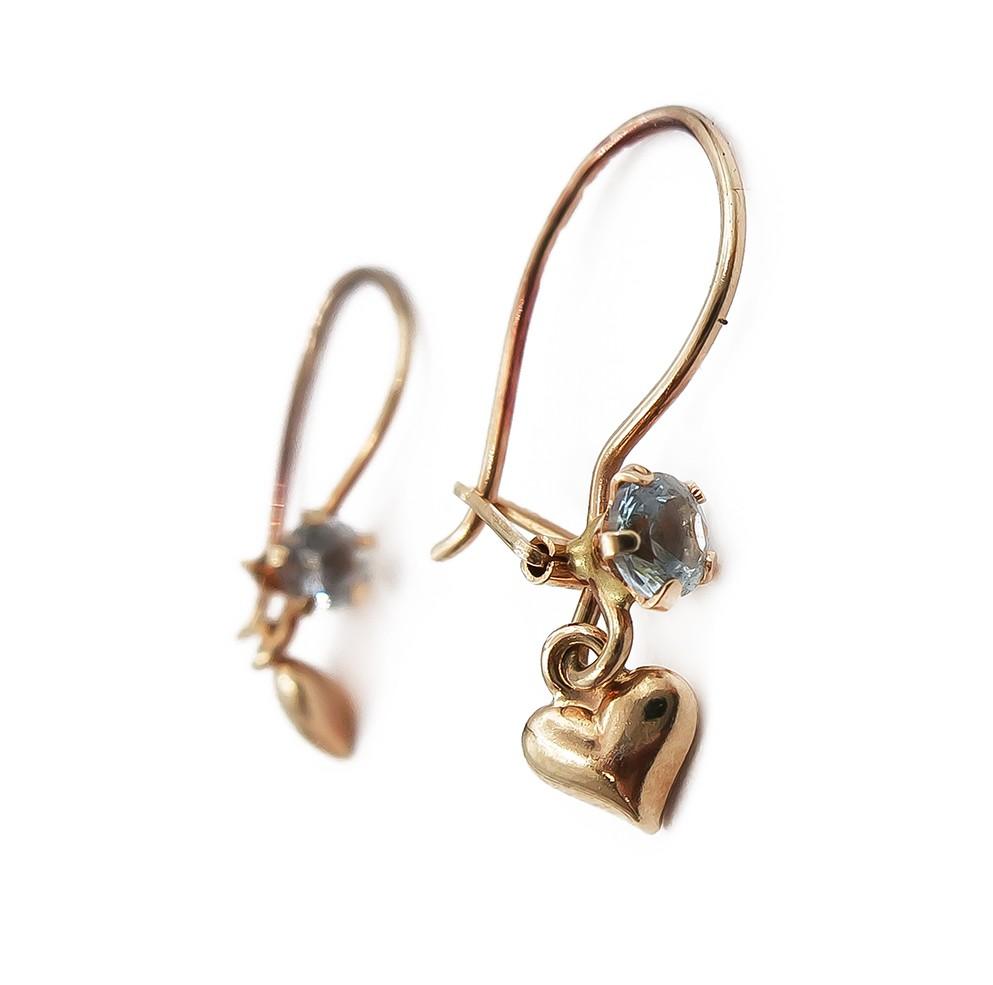 Sydänkoukkukorvakorut vaaleansinisin kivin #0