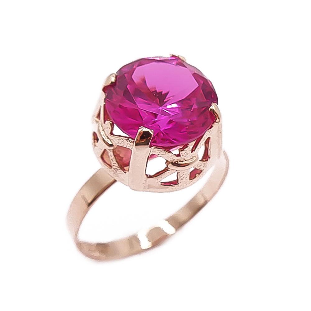 Kultainen punakivinen sormus 17,5mm v.-75 #0