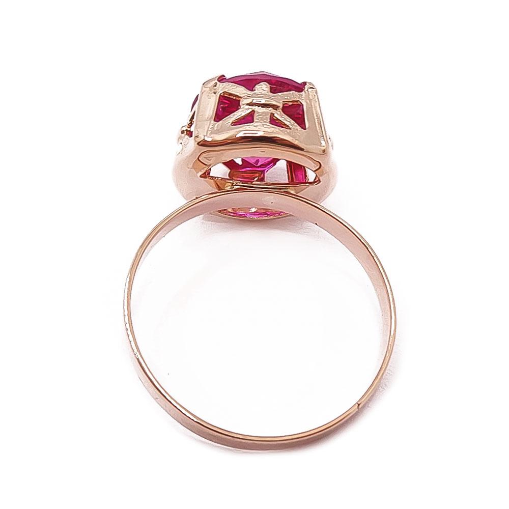 Kultainen punakivinen sormus 17,5mm v.-75 #2