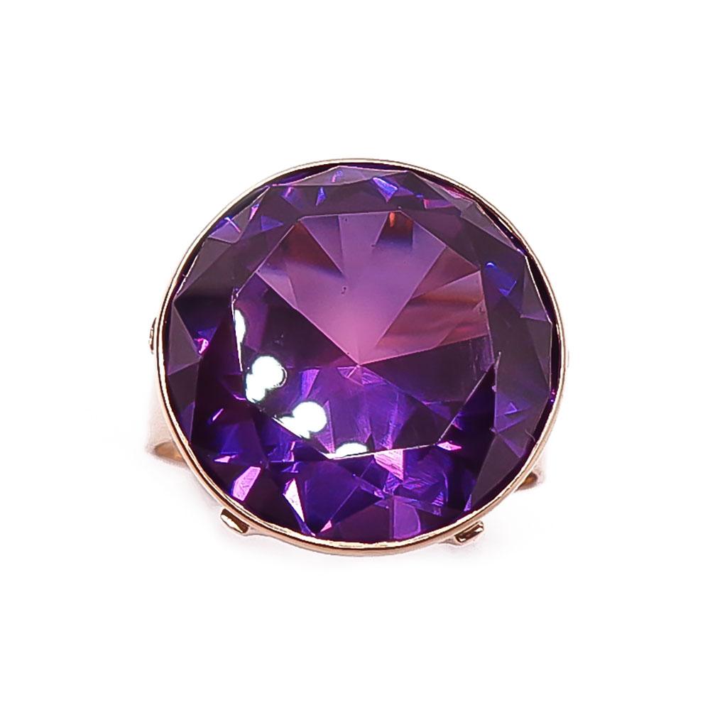 Kultainen lilakivinen sormus 19-mm v.-63 #1