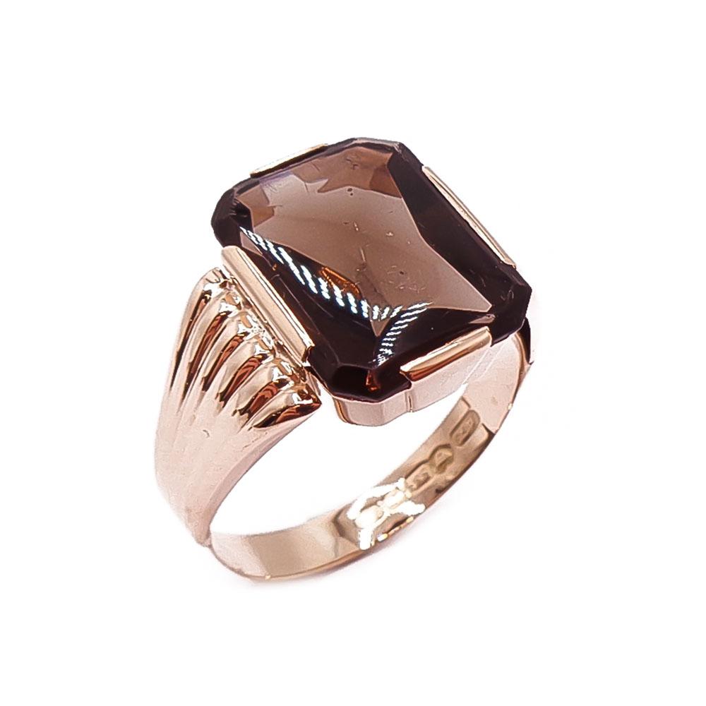 Kultainen savukvartsi kantasormus 21mm v.-62 #0