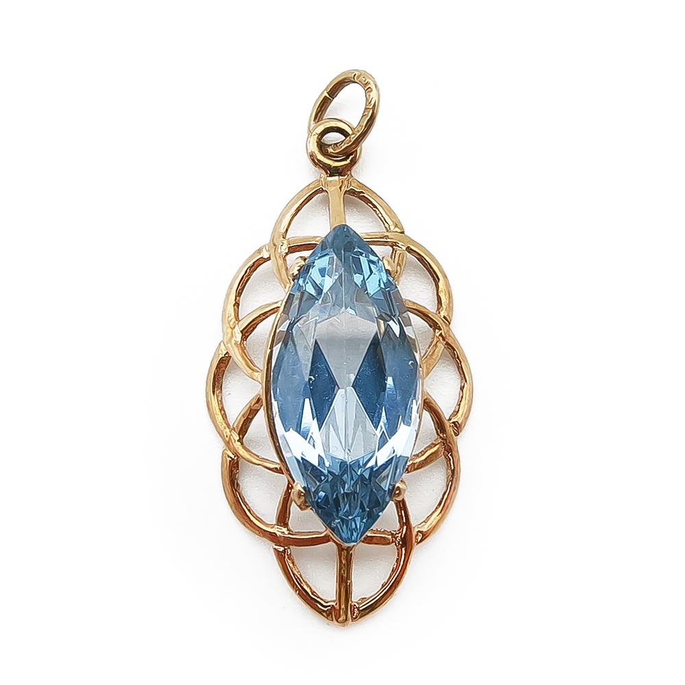 Kultainen riipus, sininen kivi #0