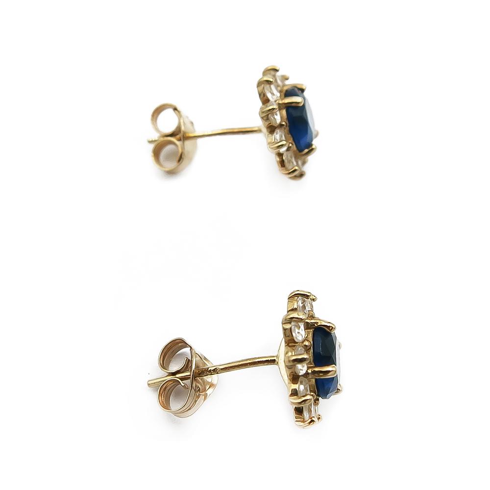 Kultaiset korvakorut siniset ja kirkkaat kivet #2