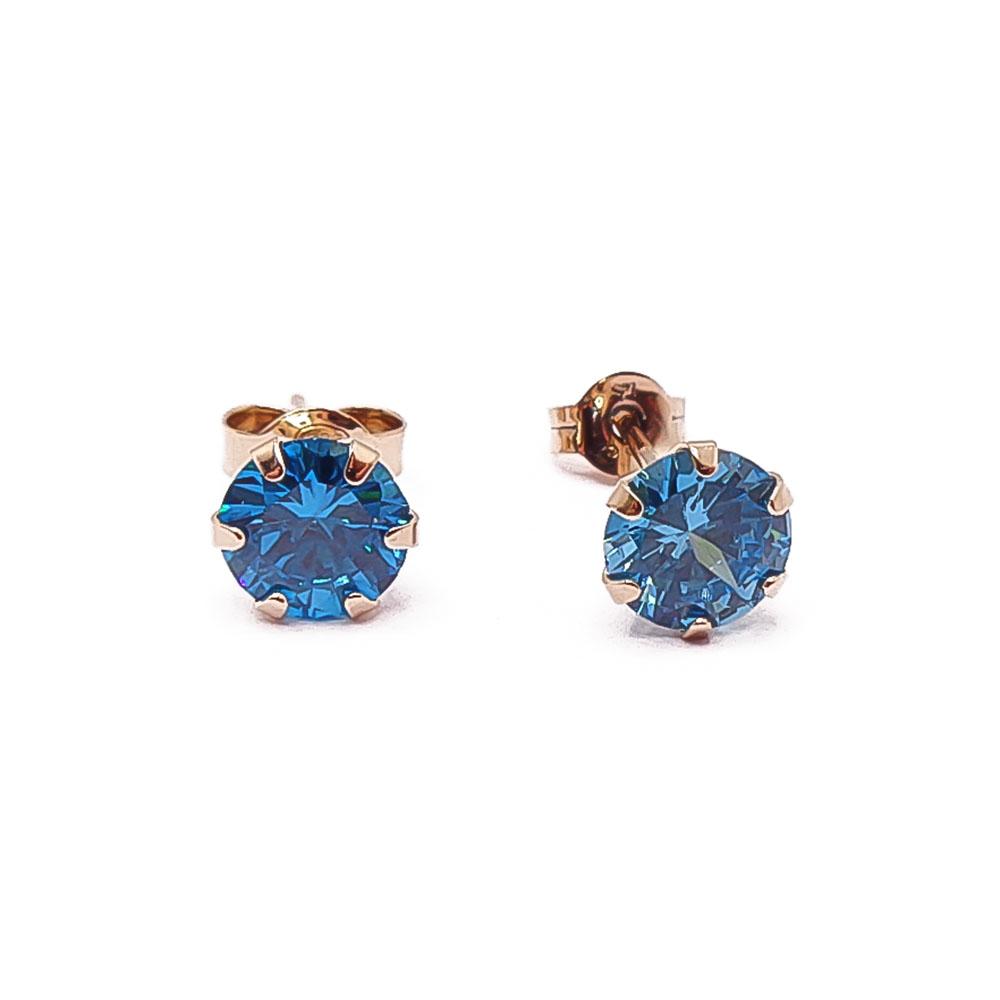 Kultaiset korvakorut siniset kivet #0