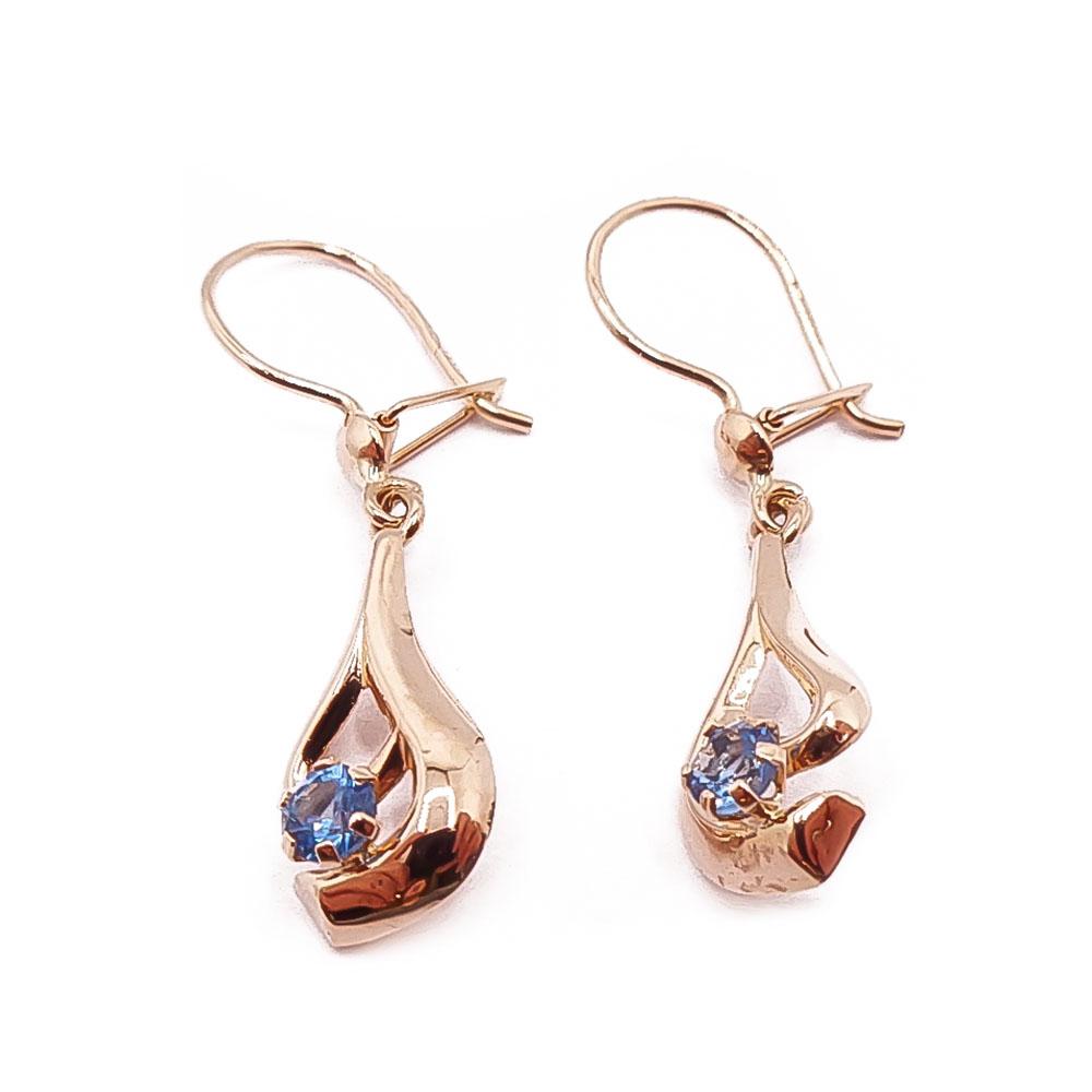 Kultaiset korvakorut siniset kivet #0