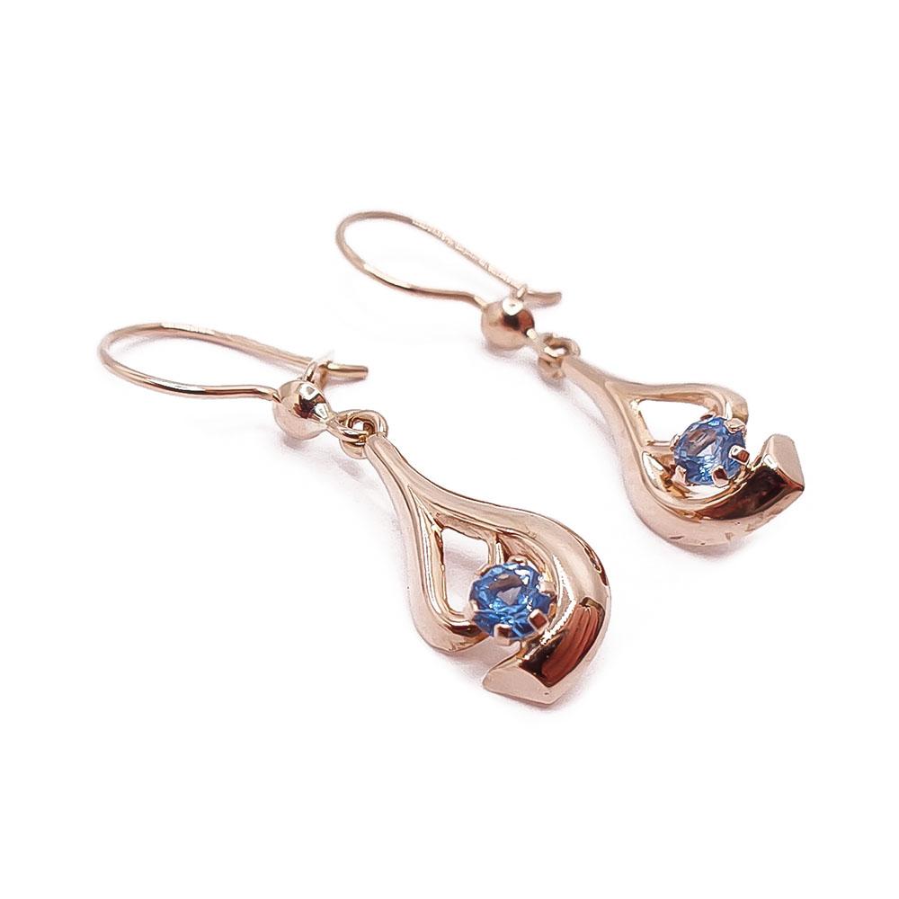 Kultaiset korvakorut siniset kivet #1