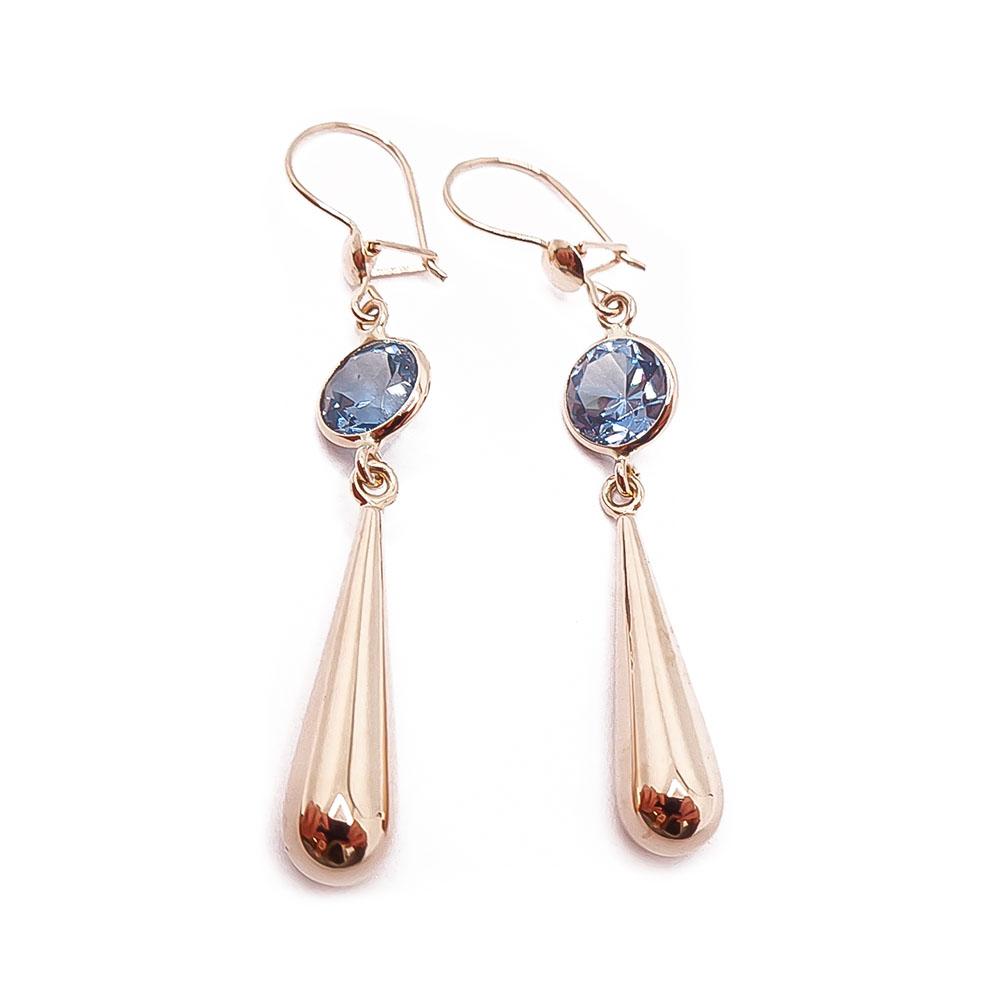 Kultaiset kyynelkorvakorut sinisillä kivillä #0