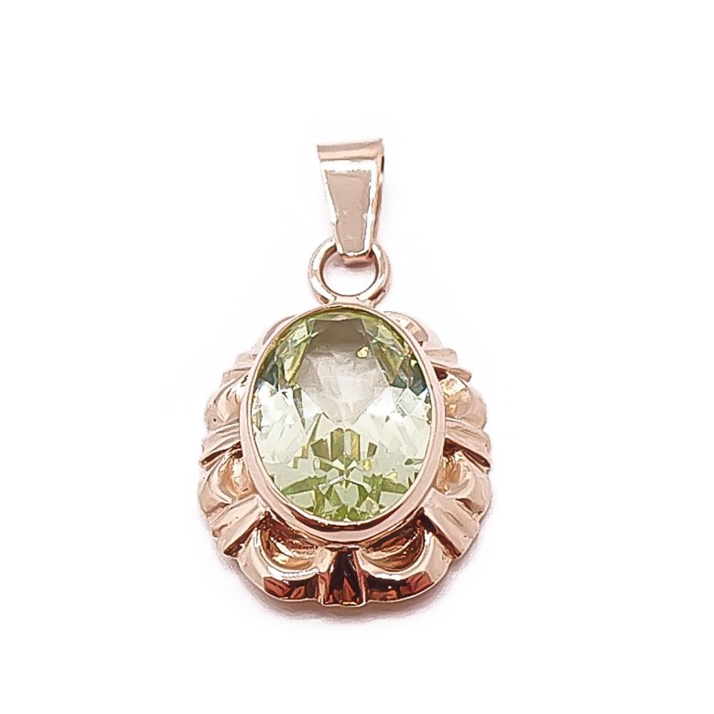 Kultainen riipus vaalean vihreä kivi #0