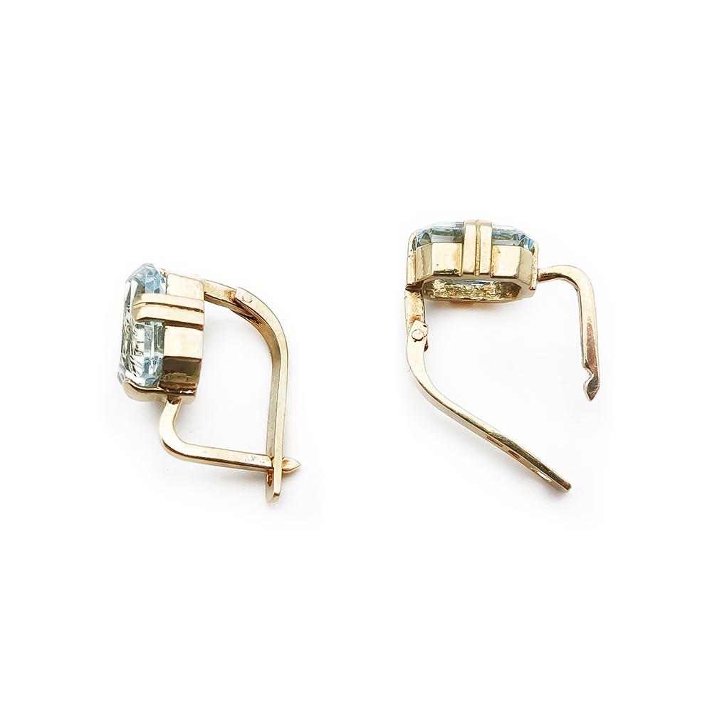 Kultaiset korvakorut prisurilukolla, sininen kivi #1