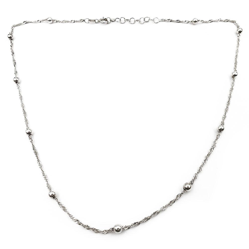 Hopeinen kierreketju palloilla 44cm #0