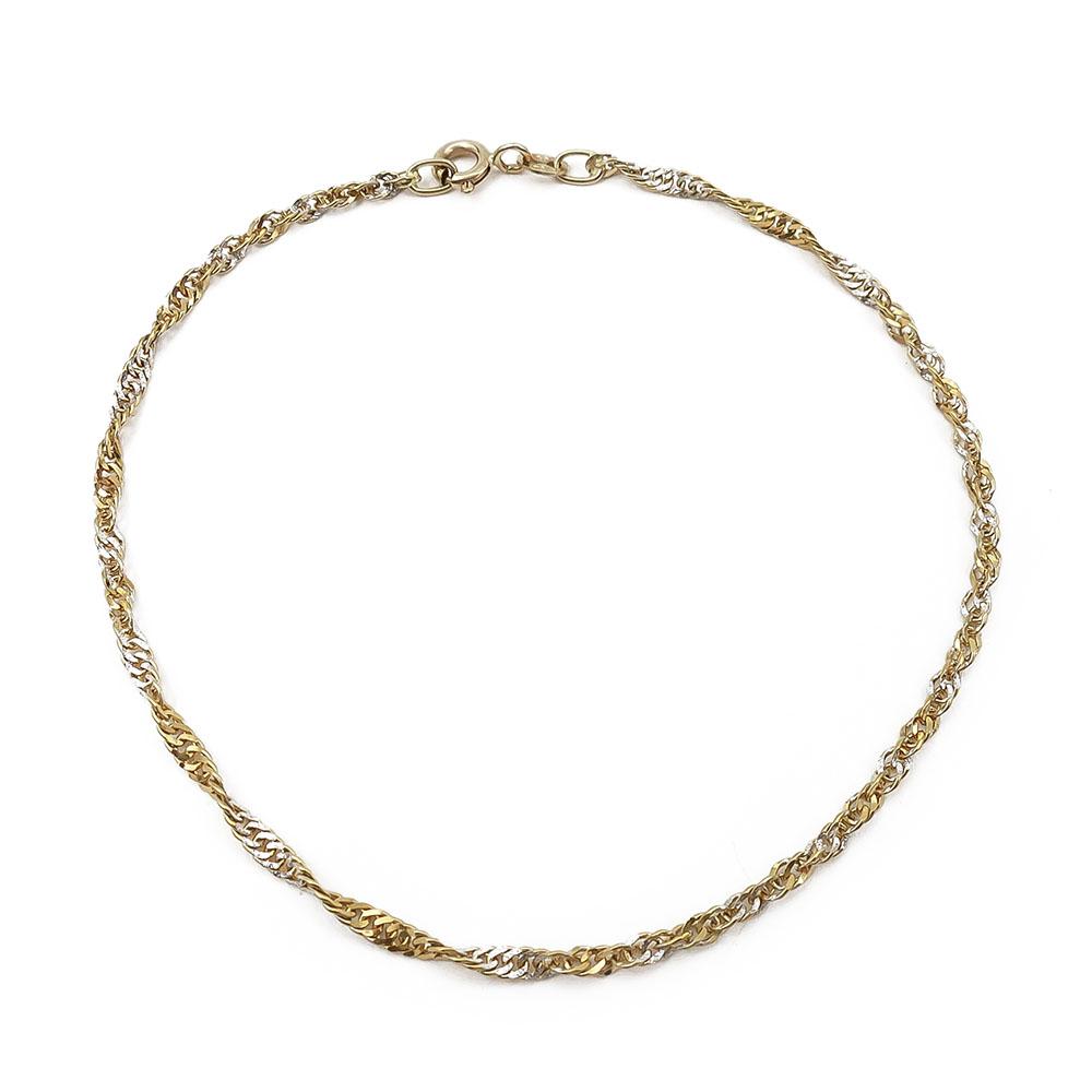 Valko/keltakultainen kierreranneketju 20cm #0