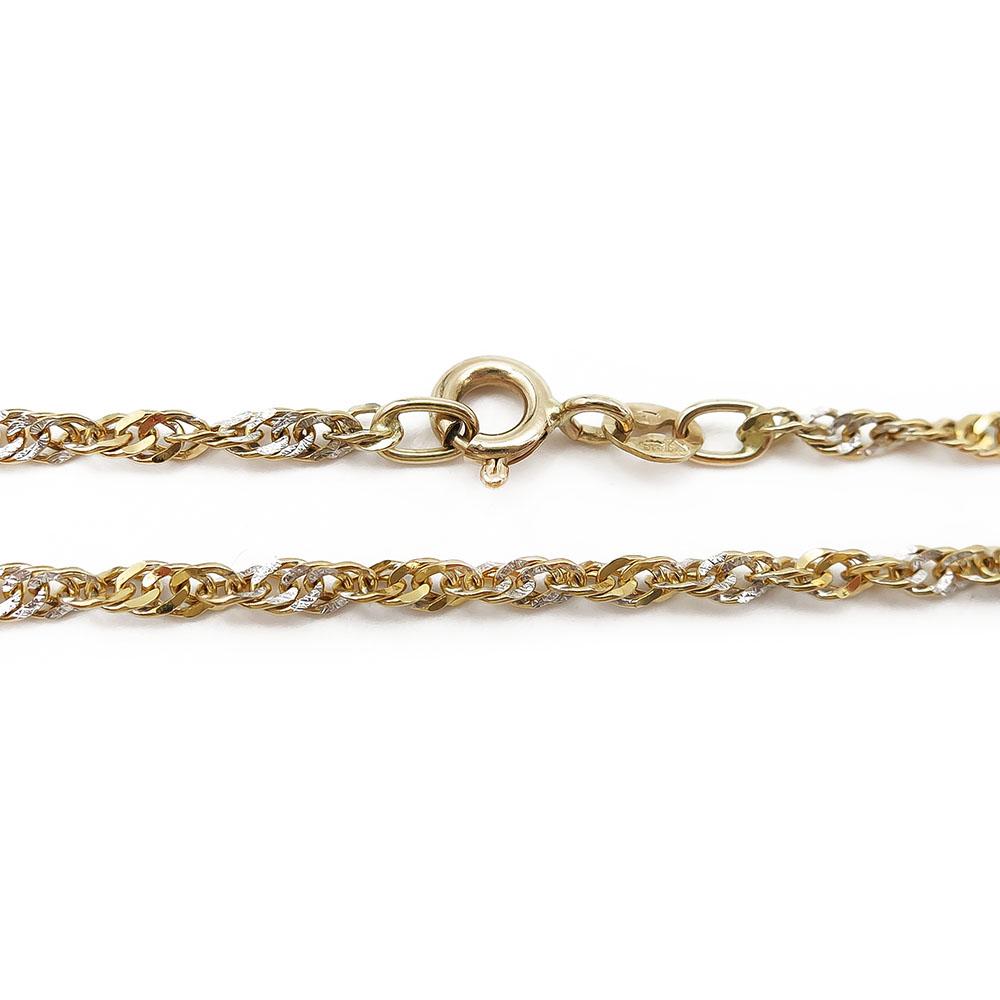 Valko/keltakultainen kierreranneketju 20cm #1