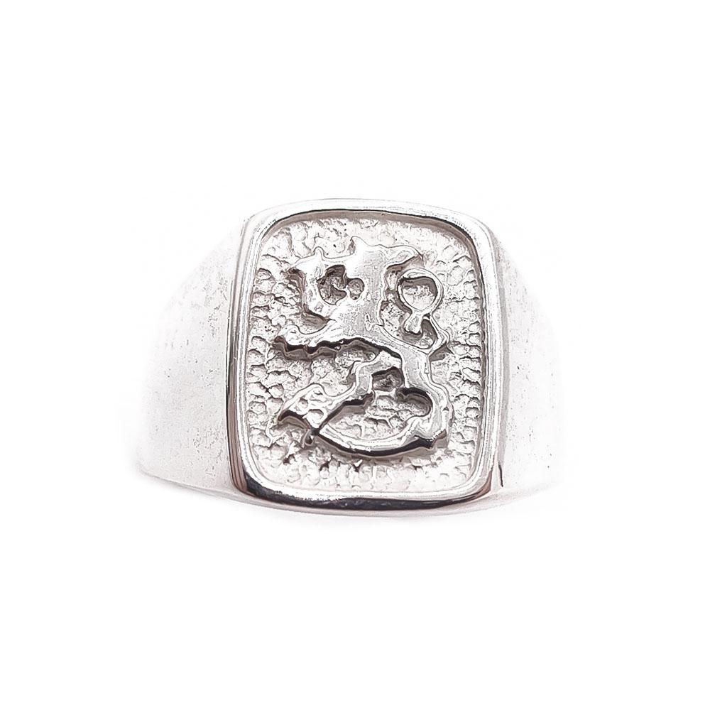 Hopeinen suomi leijona sormus 20mm #1