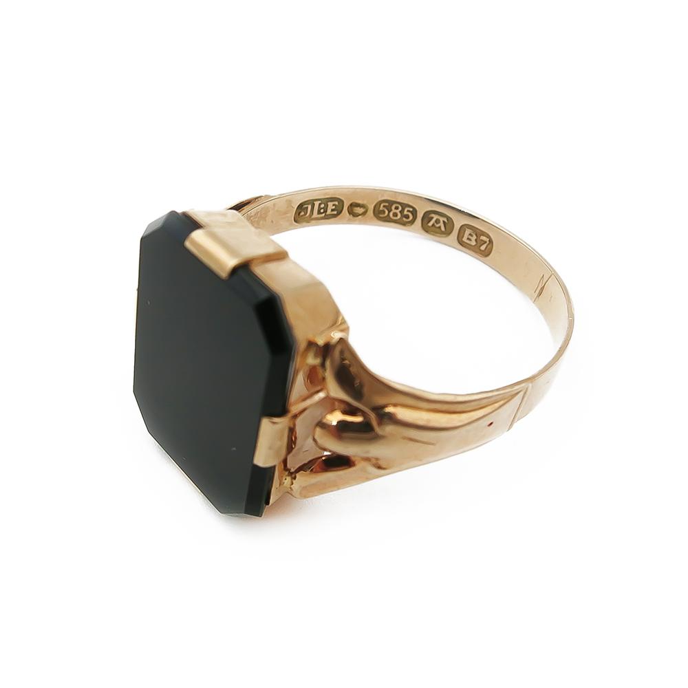 Kultainen kantasormus koko 21,75 onyx v.-55 #0