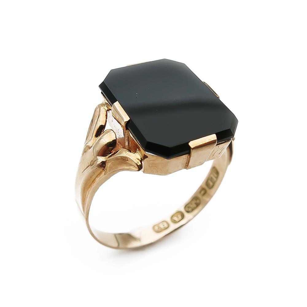 Kultainen kantasormus koko 21,75 onyx v.-55 #1