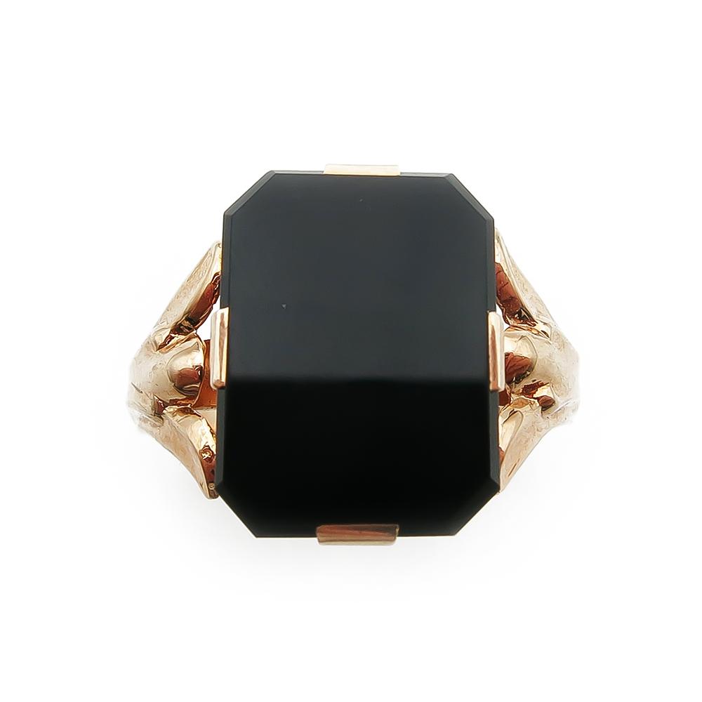 Kultainen kantasormus koko 21,75 onyx v.-55 #2