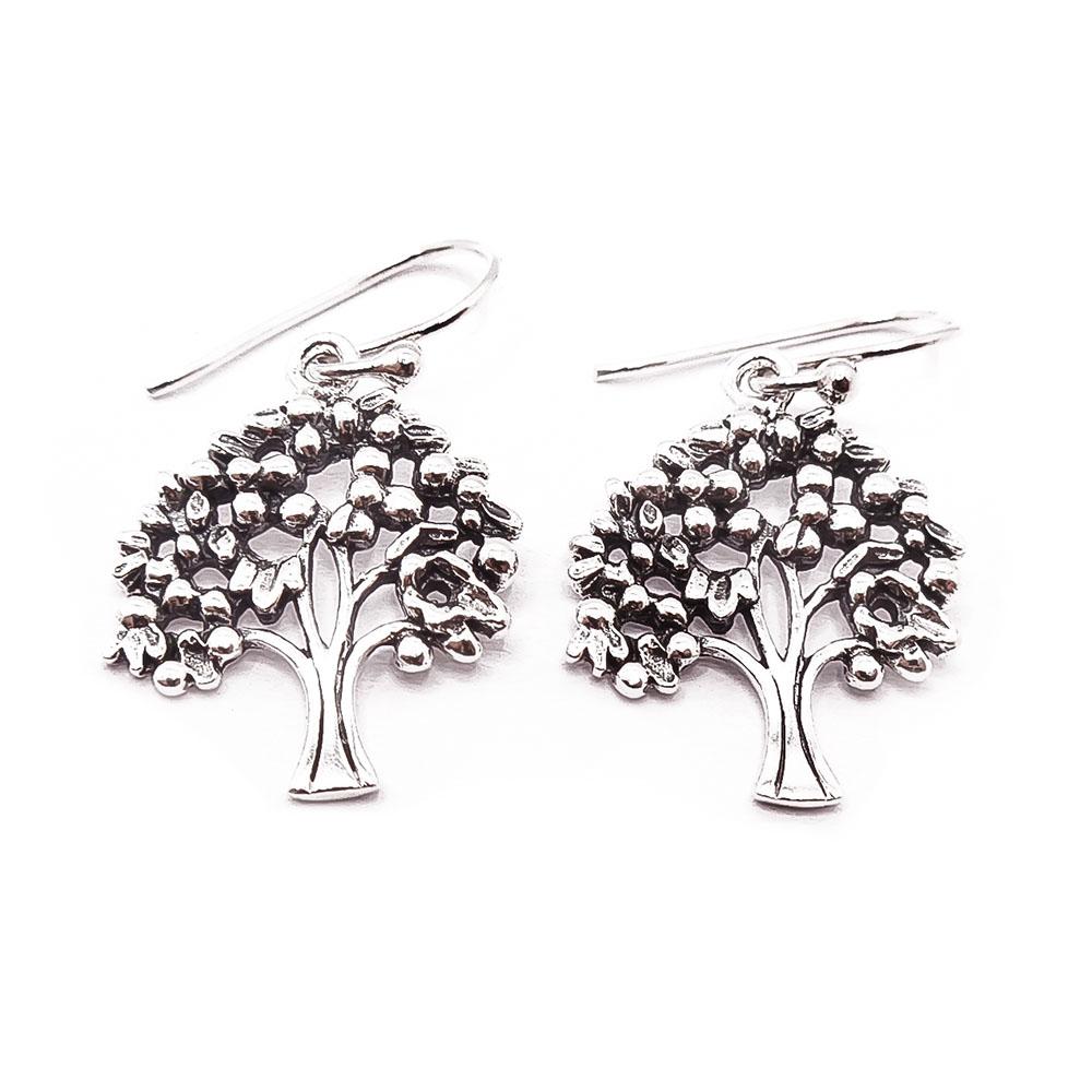 Hopeiset elämänpuu korvakorut #0