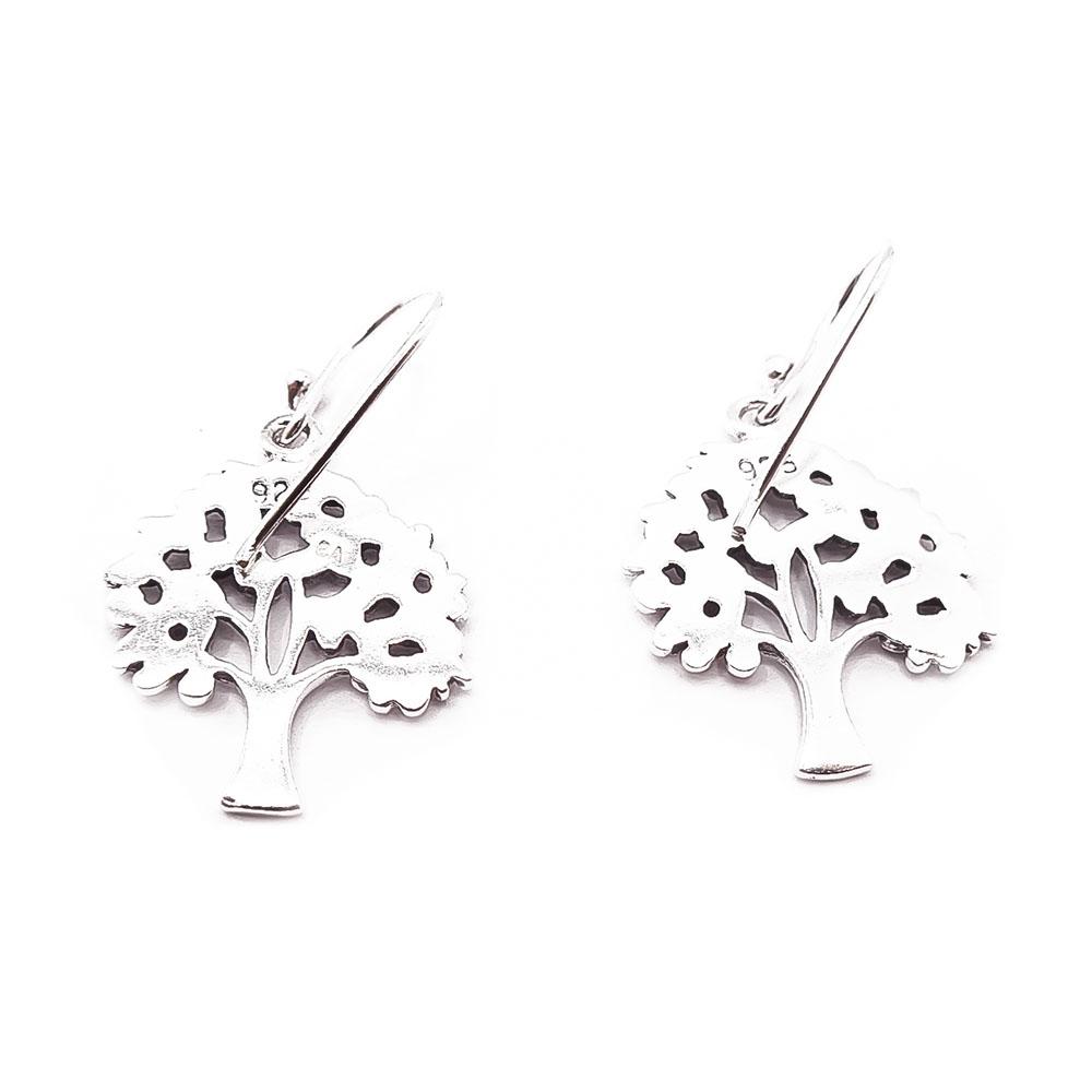 Hopeiset elämänpuu korvakorut #1