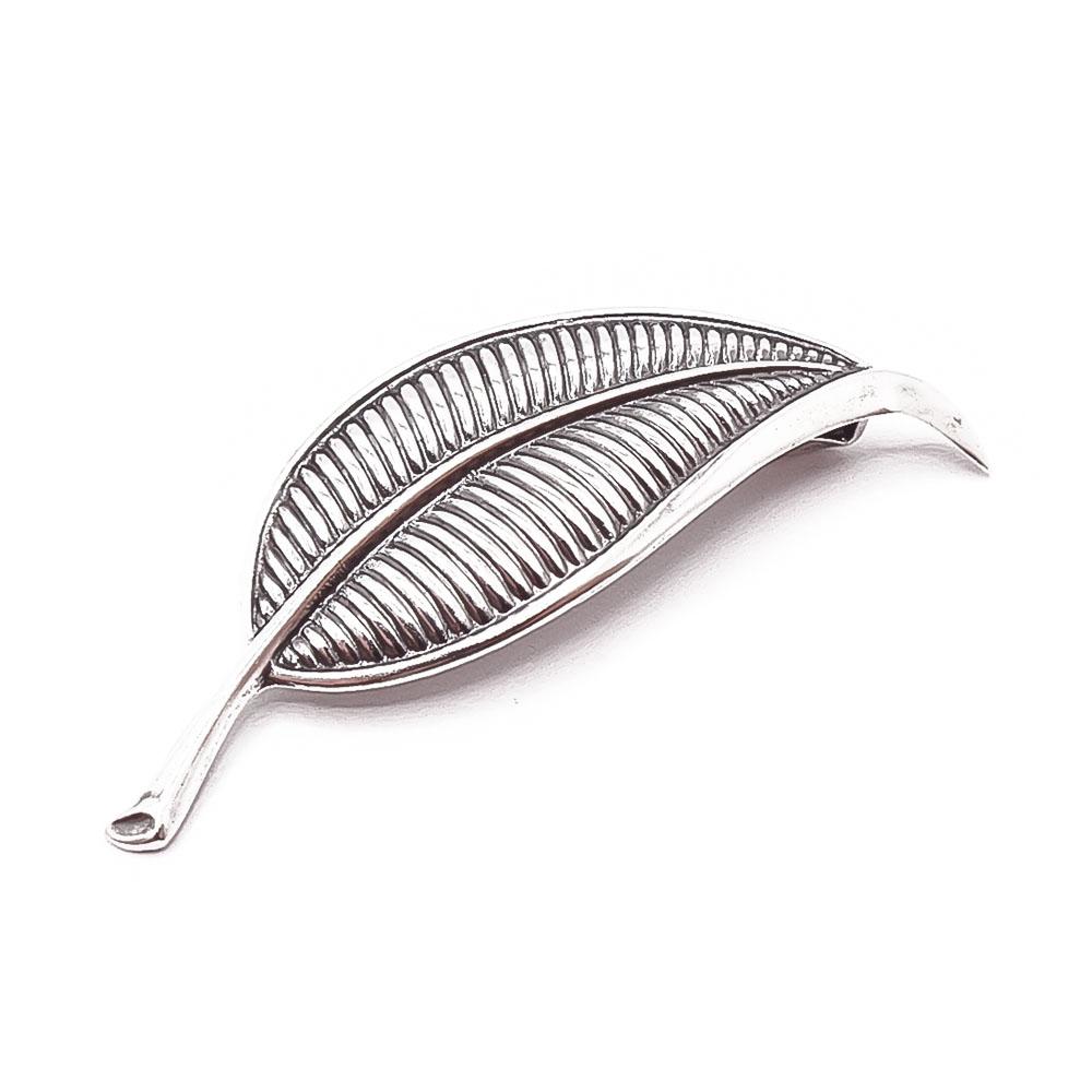 Hopeinen lehti-rintaneula #0