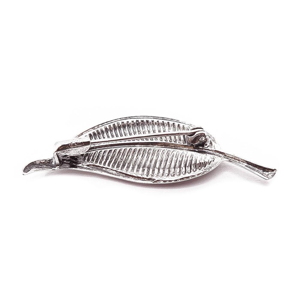 Hopeinen lehti-rintaneula #1