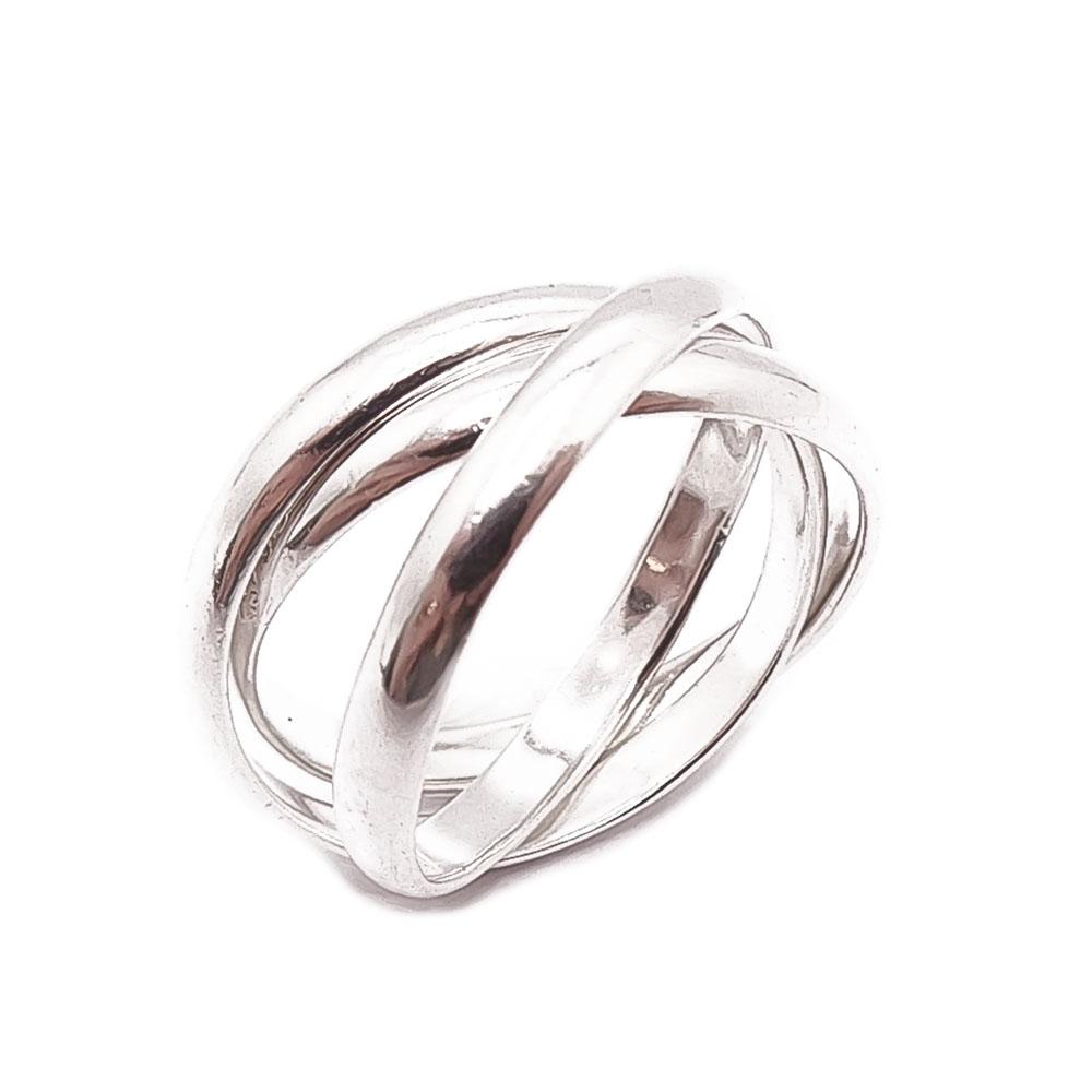 Hopeinen 3-os sormus 19mm #0