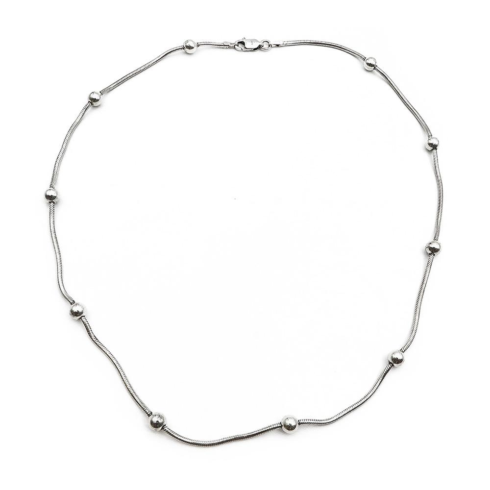 Hopeinen pallo kaulakoru 42cm #0