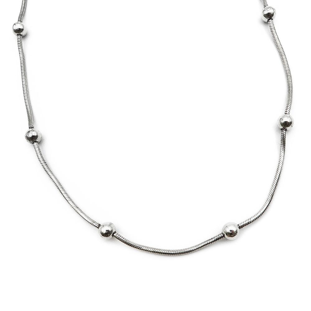 Hopeinen pallo kaulakoru 42cm #1