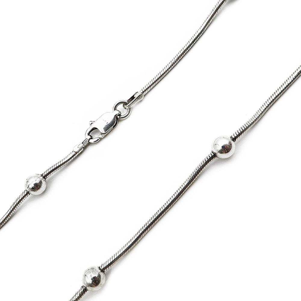 Hopeinen pallo kaulakoru 42cm #2