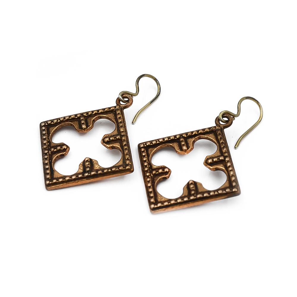 Kalevala korun Luistarin viikinkihelat neliö korvakorut, pronssi #1