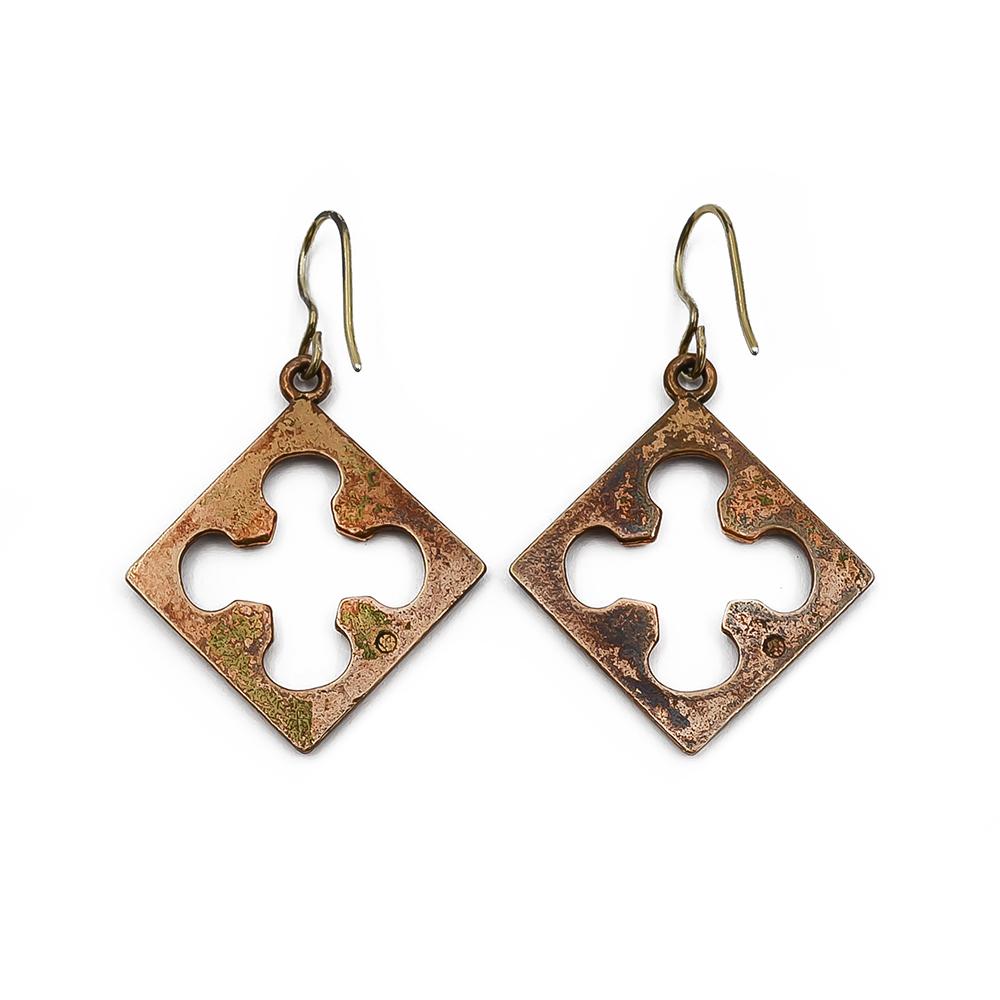 Kalevala korun Luistarin viikinkihelat neliö korvakorut, pronssi #2