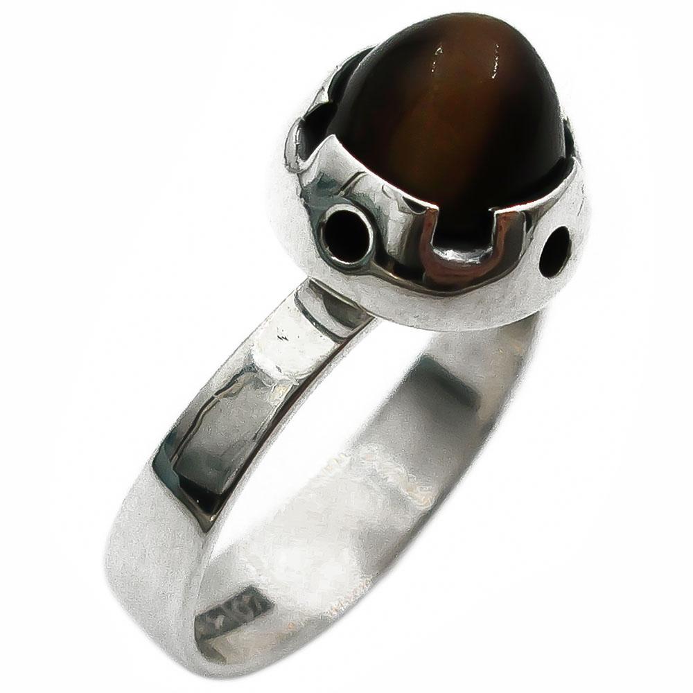 Hopeinen sormus tiikerinsilmä 17+mm V.-67 #0