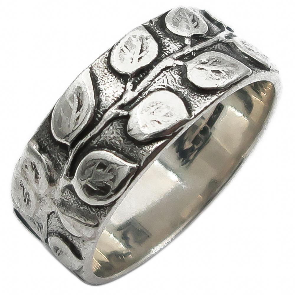 Hopeinen Lehti Sormus 19,25mm v.-77 #0