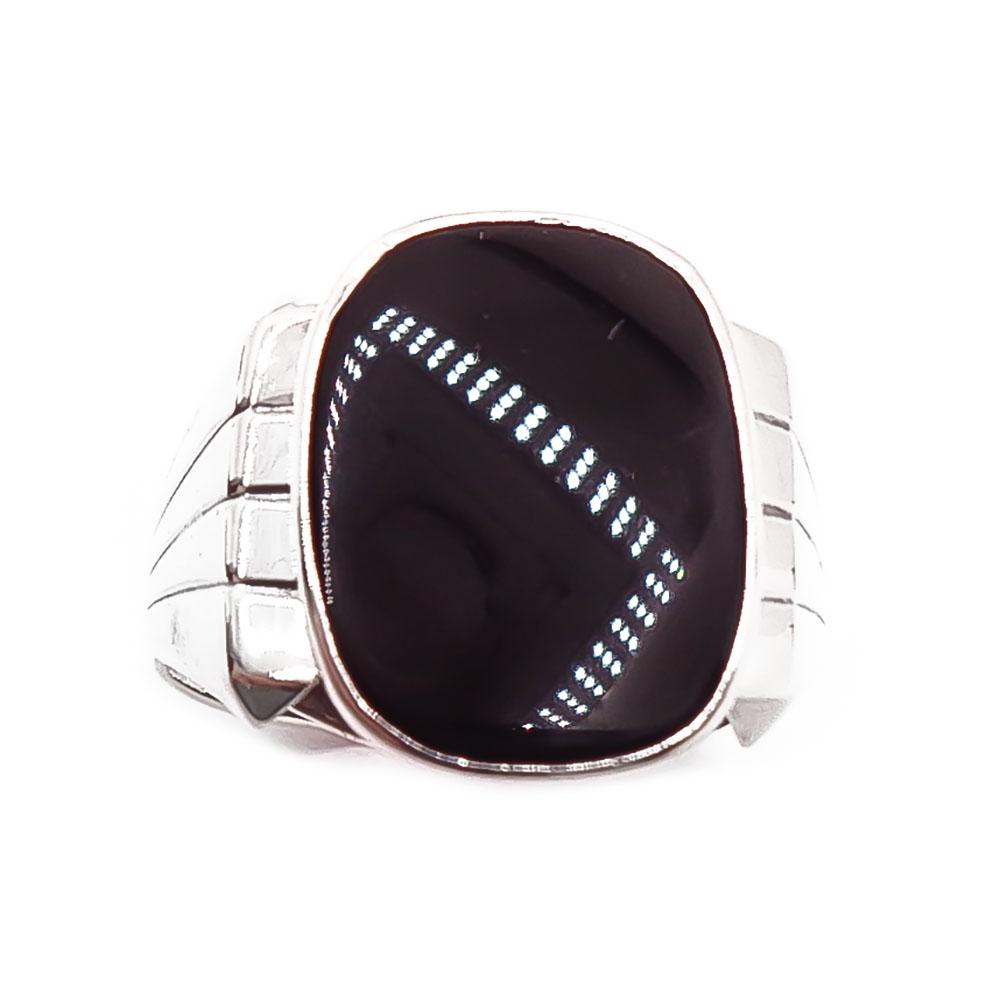 Hopeinen onyx-sormus 20mm v.-81 #1