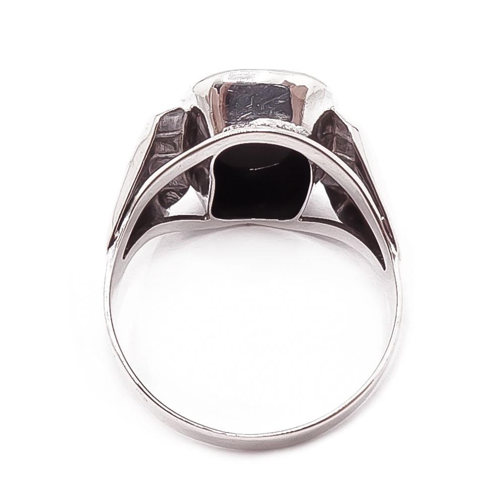 Hopeinen onyx-sormus 20mm v.-81 #2