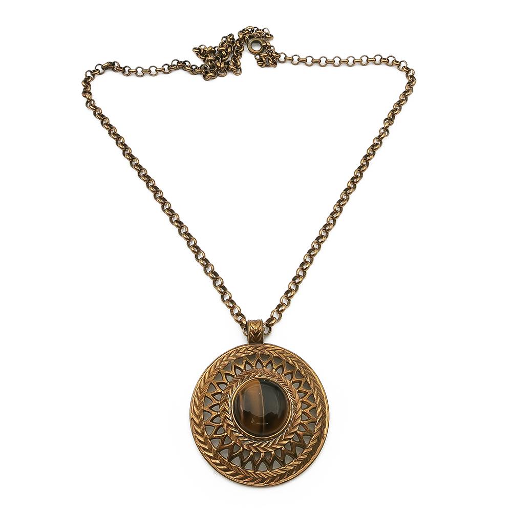 Kalevala Koru Uskelan tiikerinsilmä-riipus 64cm, pronssi #0