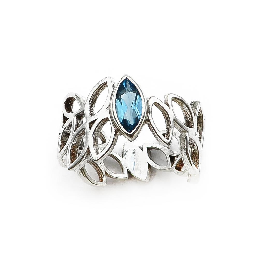 Kaunis Koru Blue hopeasormus sinisellä kivellä 19,25 #1