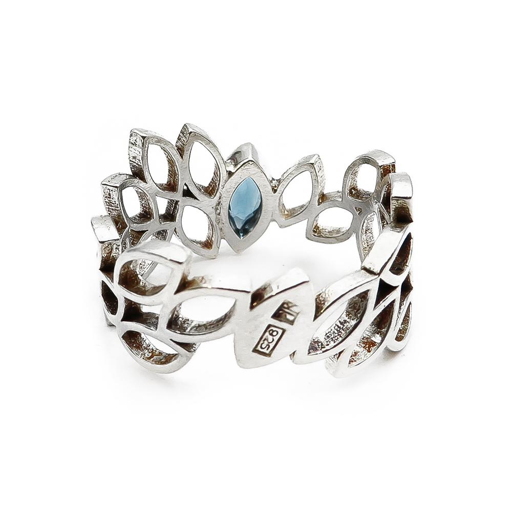 Kaunis Koru Blue hopeasormus sinisellä kivellä 19,25 #2